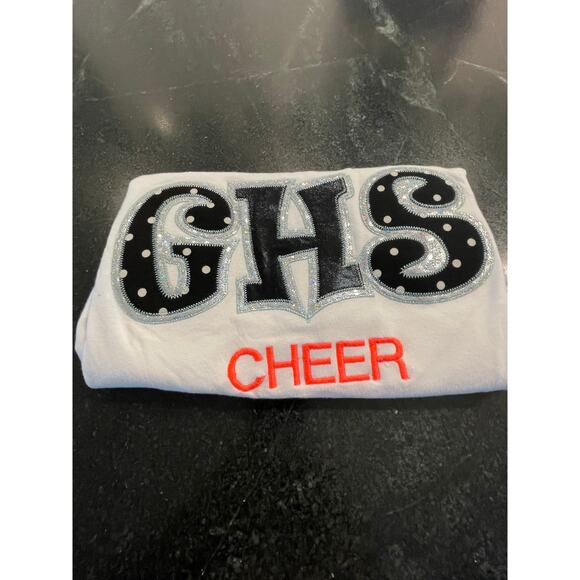 Cheer Mom  SM t-shirt Glam "GHS Cheer" black and white 100% Cotton - Picture 2 of 11